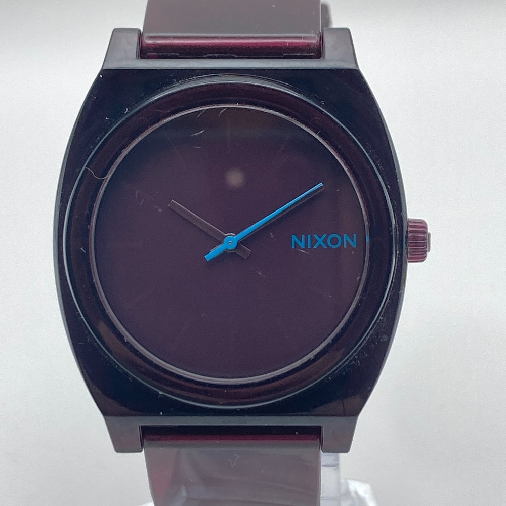 Nixon The Time Teller P Mens Watch 39mm Purple Minimal Polycarbonate New Battery